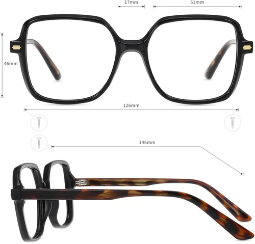 Vista 4 de Firmoo Lentes de bloqueo de luz azul para mujeres/hombres, antifatiga ocular, lentes de computadora con marco cuadrado Negro