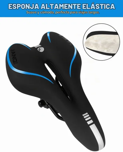 Vista 5 de Cómodo asiento de bicicleta para hombres y mujeres, asiento de bicicleta impermeable, silla de bicicleta de montaña transpirable, sillín de Azul
