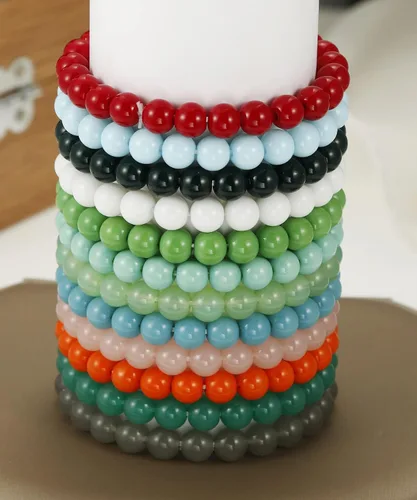 Vista 5 de BOMAIL 12 pulseras elásticas de cuentas de 0.315in hechas a mano redondas de cristal para mujer, multicolor, mate, pulsera elástica, regalos