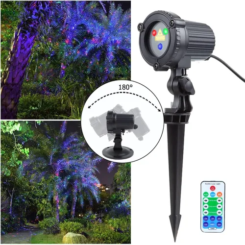 Vista 3 de Luces láser de Navidad, proyector de luces láser para jardín al aire libre, estrellas en movimiento de 3 colores rojo verde azul, resistentes al