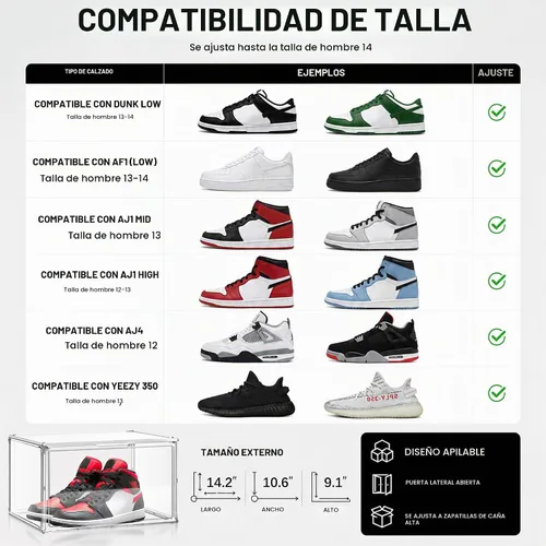 Vista 4 de Cajas de acrílico transparente para zapatillas de deporte para zapatos