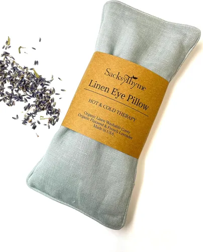 Vista 13 de Almohadilla para ojos de lino orgánico Sacksy Thyme - Lavanda y semillas de lino para relajación, yoga, alivio del estrés - Almohadilla térmica
