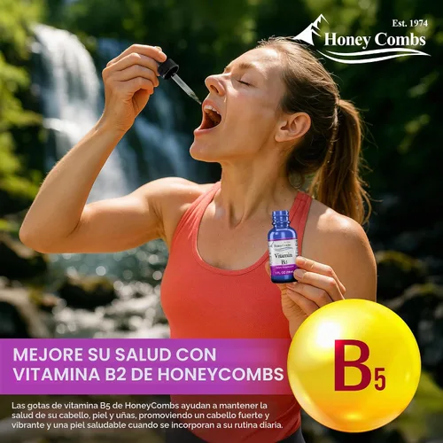 Vista 8 de HoneyCombs Vitamina B5 Gotas Líquidas Ácido Pantoténico, 1oz