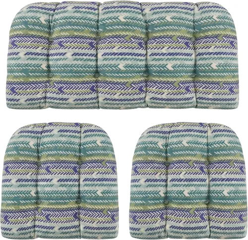Vista 16 de RSH DECOR: Sunbrella - Juego de 3 cojines de mimbre copetudos 41 x 19 pulgadas y 19 x 19 pulgadas Fabricado con tela de rendimiento Sunbrella