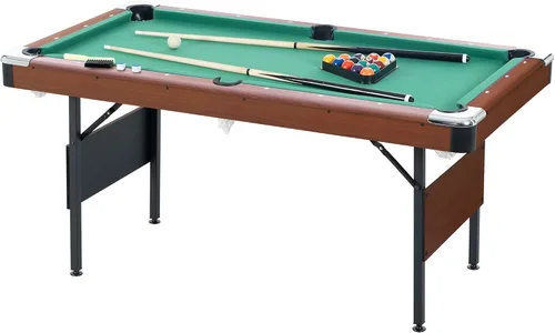 Vista 10 de Ditkoko Mesa de billar, mesa de billar plegable de 64 pulgadas con bolas, tacos, tiza, cepillo y triángulo, juego de mesa de billar para sala