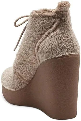 Vista 4 de Jessica Simpson Women's Mesila Sherpa Lace Up Wedge Ankle Bootie