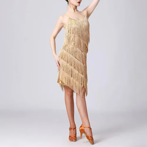 Vista 4 de Vestido de lentejuelas de los años 20 con flecos y borlas para mujer, sexy, Gatsby, cóctel, vintage, tango, salón de baile, fiesta de los años 20