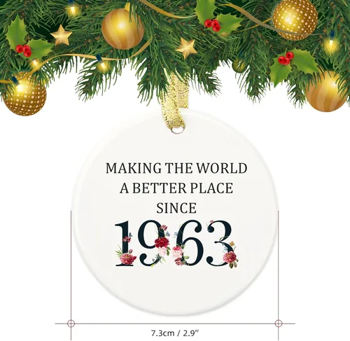 Vista 3 de Regalos de cumpleaños número 60 para mujeres y hombres, adorno de cerámica para el 60º recuerdo - Haciendo del mundo un lugar mejor desde 1963