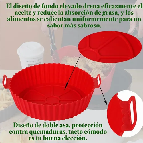 Vista 4 de Forros de silicona para freidora de aire para 3 a 5 cuartos de galón, paquete de 2 forros de silicona reutilizables para freidora de aire