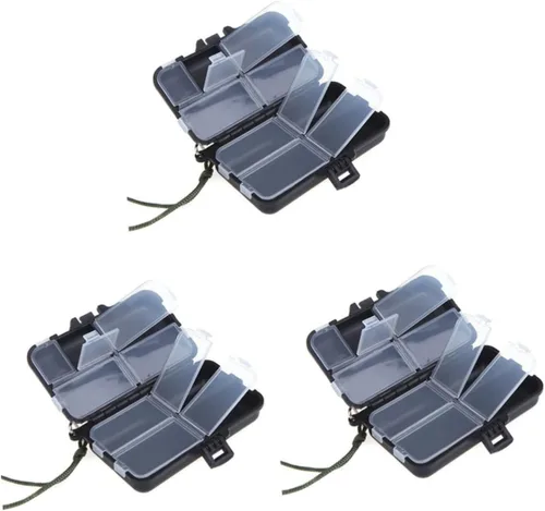 Vista 5 de INOOMP Caja de almacenamiento rosa para accesorios de pesca con mosca, caja de aparejos de pesca de plástico, 9 compartimentos