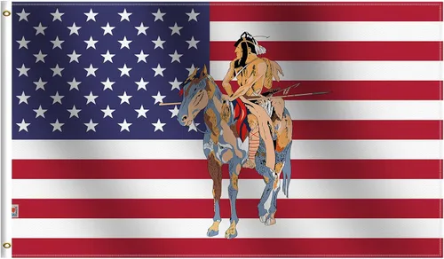 Vista 8 de Bandera de pueblo nativo americano Triba Abenaki de 3 x 5 pies, grande, tela de seda suave 100D para interiores y exteriores, 36 x 60 pulgadas