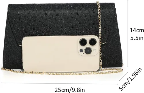 Vista 4 de DETARA Bolsos de noche para mujer, con lentejuelas con purpurina, monederos de mano para mujer, de cristal brillante, falp, formal, boda, fiesta