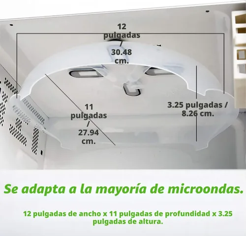Vista 2 de HOVER COVER Tapa Magnética para Microondas, Cubierta Transparente para Alimentos - Con Ventilación y Magnética, 30,5 cm, Cubierta de Plato de Grado
