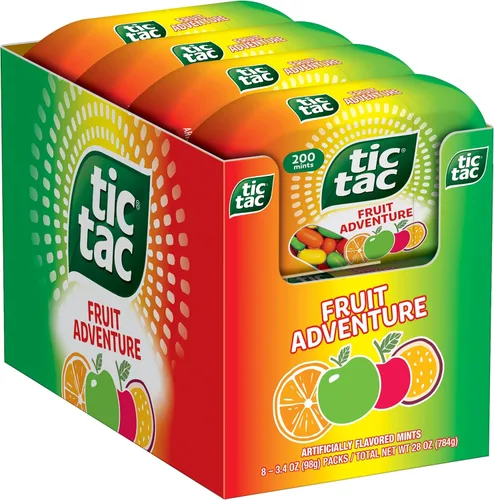 Vista 8 de Tic Tac, Menta Fruit Adventure, 8 unidades, refresco para llevar, 3.4 onzas cada una
