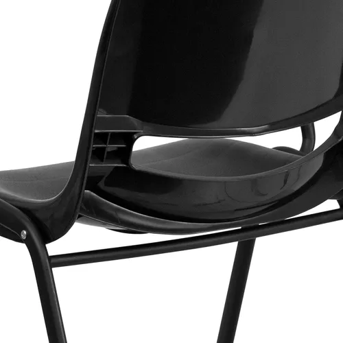 Vista 8 de EMMA + OLIVER Silla ergonómica negra con tableta abatible para zurdos - Escritorio con brazo para tableta Flip-Up Tablet Arm, Shell Seat