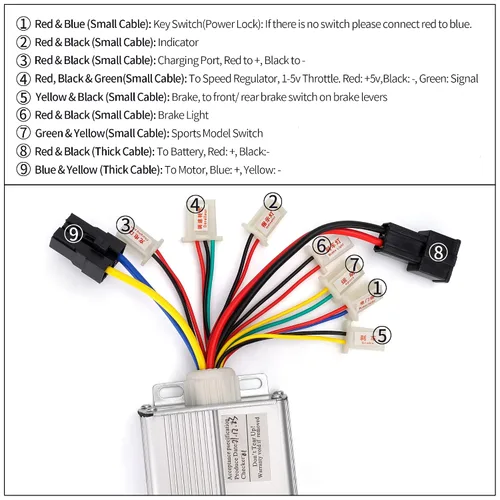 Vista 2 de Controlador 48V1000W para motor cepillado con terminal de conector