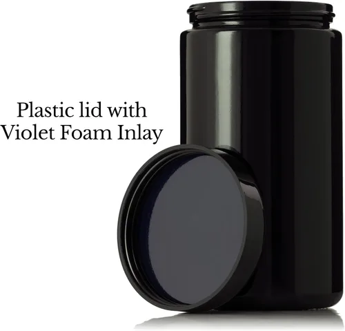 Vista 6 de Tarro de vidrio ultravioleta negro con tapa Recipiente hermético a prueba de olores de 16.9 fl oz de 16 onzas Almacenamiento de hierbas