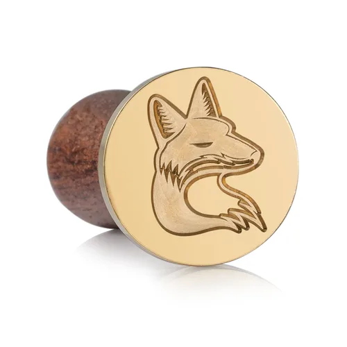 Vista 2 de Mceal Sello de cera, cabeza de latón con mango de palisandro, 1.2 "(30 mm) de diámetro, zorro Vulpe