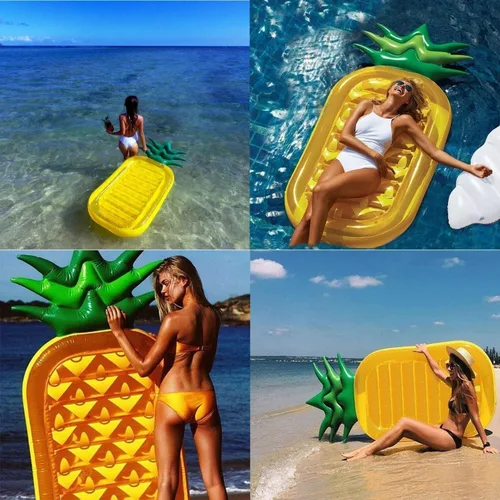 Vista 4 de Jasonwell Giant - Balsa de piña 76 pulgadas piña y piscina de verano piscina flotador inflable y Jasonwell soporte para bebidas inflables con nube