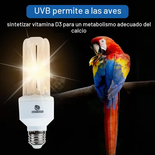 Vista 4 de Bombilla UVA UVB para pájaros 2.4 UVB 20W lámpara fluorescente compacta para todo tipo de aves cautivas
