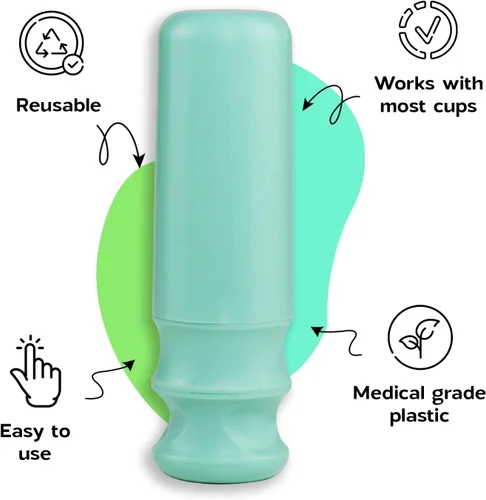 Vista 5 de Juego de lubricante y aplicador de copa menstrual - Herramienta de inserción fácil (verde) Funciona con la mayoría de las tazas, aplicador