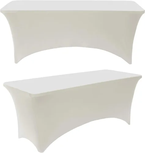 Vista 19 de Paquete de 2 manteles rectangulares elásticos de 6 pies para cocina, comedor, elástico, resistente a las arrugas, de elastano, lavable, para Rosa