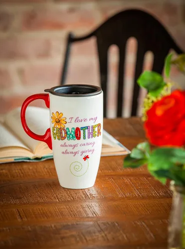 Vista 3 de Cypress Home Taza de viaje de café de cerámica con caja de regalo, 17 onzas