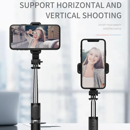 Vista 8 de Trípode para selfie, soporte de trípode 4 en 1 con control remoto inalámbrico desmontable, soporte para teléfono inteligente compatible con iPhone
