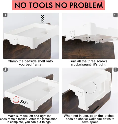 Vista 6 de YONGAIJIA YONGJIA - Estante plegable para mesita de noche, bandeja de litera para litera superior, universidad, dormitorio, litera para niños