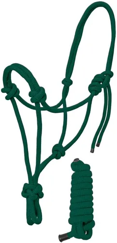 Vista 2 de Resistance Halter de cuerda ajustable de nailon liso con plomo a juego de 6 pies Verde botella