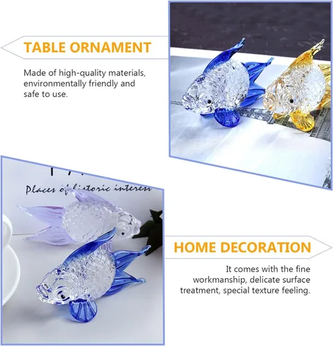 Vista 9 de Alipis Bright Blue Glass Fish Figurine Hand Blown Aquarium Decoration Collectible Sculpture for Home Office Display