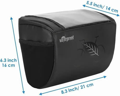 Vista 5 de WOTOW Bolsa de Manillar Impermeable para Bicicleta, Bolsa de Cesta Frontal con Soporte para Teléfono de Pantalla Táctil, Bolsa de Almacenamiento