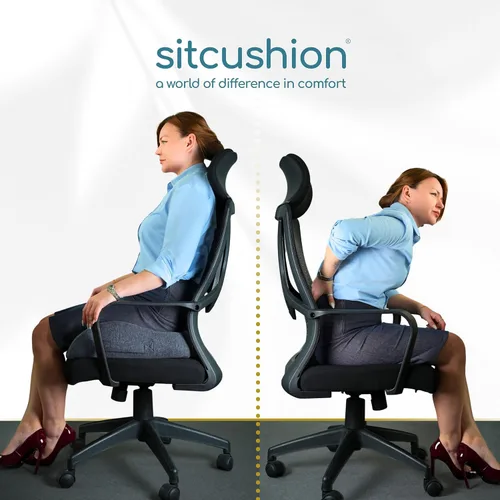 Vista 9 de SitCushion Cojín ergonómico de asiento para aliviar el dolor de ciática y coxis – Cojín extragrande de espuma viscoelástica para silla de oficina