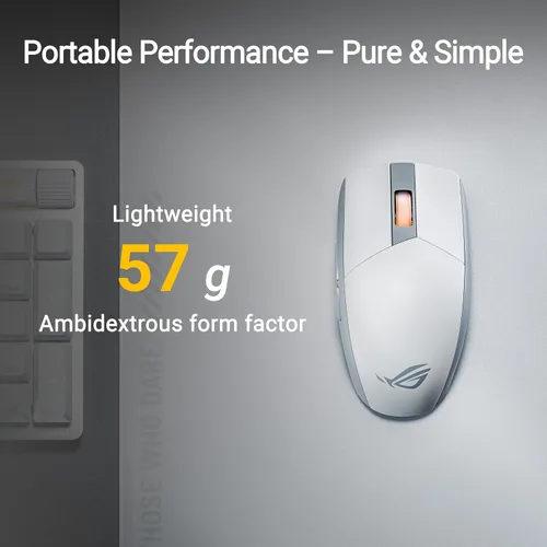 Vista 2 de ASUS ROG Strix Impact III - Mouse inalámbrico para juegos, 57 G ligero, sensor DPI de 36 K, Bluetooth y RF de 2,4 GHz, ROG SpeedNova, batería