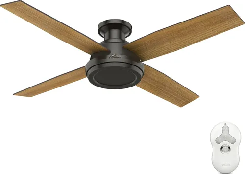 Vista 12 de Hunter Dempsey, ventilador de techo, para interiores, sin luz, 52 pulgadas Acabado cepillo níquel (Brushed Nickel Finish)