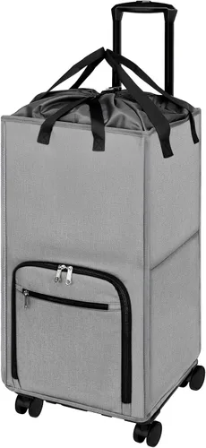 Vista 13 de Bukere Cesta de lavandería grande con ruedas, 4 ruedas y 2 asas, bolsa de lavandería con ruedas plegable independiente para ropa, apartamento Azul