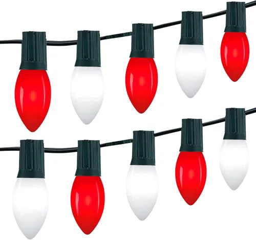Vista 10 de Luces LED vintage C9 de Navidad para exteriores, luces de cadena C9 de 150 pies con 75 bombillas C9 irrompibles, luces comerciales impermeables