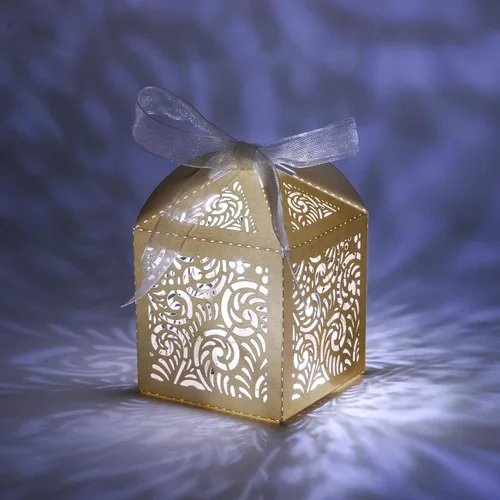 Vista 4 de COTOPHER 60 cajas de recuerdo cortadas con láser, caja de regalo pequeña de 2 x 2 x 2.75 pulgadas para regalos, recuerdos de fiesta de boda