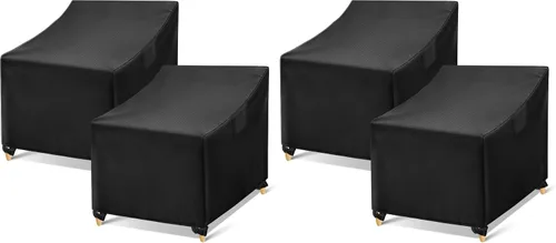 Vista 8 de WLEAFJ Fundas Impermeables para Sillas de Exterior, Fundas Negras para Muebles de Patio y Césped, Funda de Asiento Profundo para Sillón de Patio