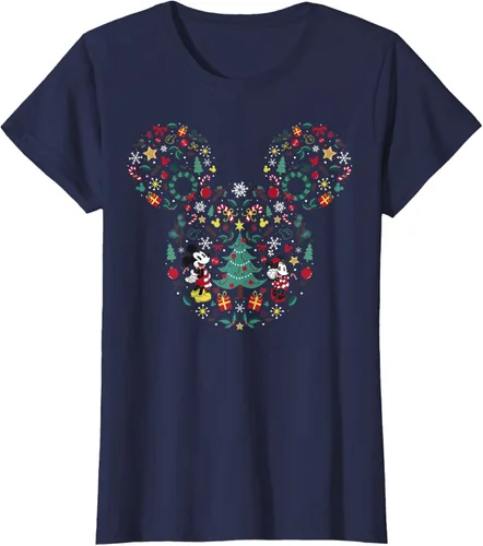 Vista 32 de Disney Mickey y Minnie Mashup Navideño Camiseta de Manga Corta Negro
