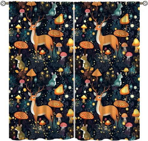 Vista 12 de Cortinas semitraslúcidas de hongos, estilo bohemio, plantas místicas, sol, luna, tratamiento de ventana para dormitorio, sala de estar, cocina