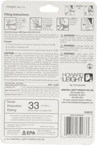 Vista 2 de Howard Leight Super Leight Tapones desechables de espuma para disparos, 5 pares (R-84133)