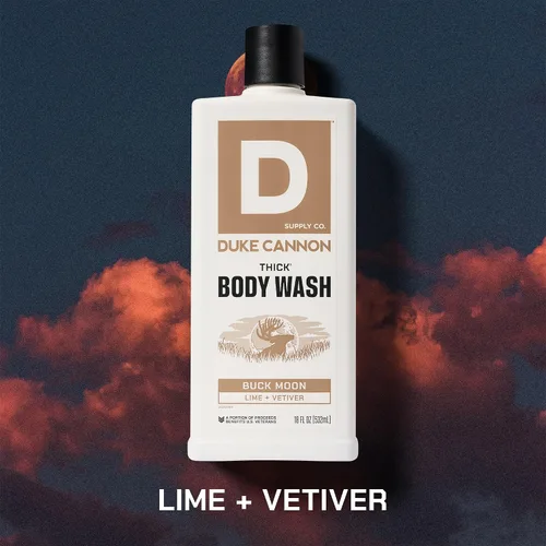 Vista 3 de Duke Cannon Gel de baño grueso de alta viscosidad, Buck Moon, 17.5 onzas, aroma a vetiver y musgo de roble, enriquecido con minerales, sin parabenos