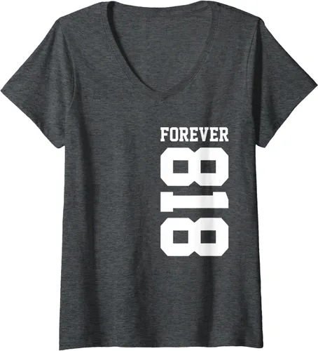 Vista 6 de Camiseta con cuello en V 818 Area Code Los Angeles California Glendale CA Burbank CA para mujer, Negro
