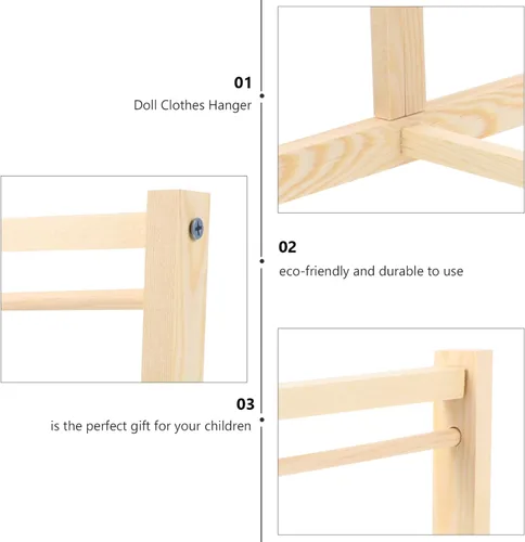 Vista 8 de ARTIBETTER Perchero de ropa para muñecas, mini perchero, decoración de modelo en miniatura, accesorios de muebles de muñeca de madera