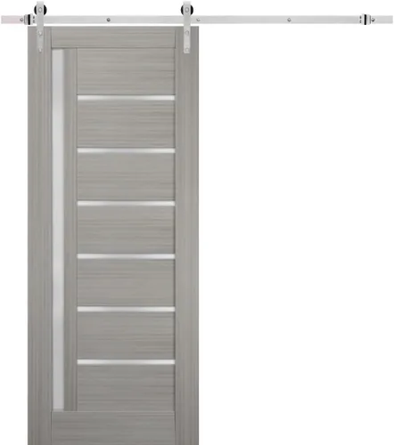 Vista 8 de SARTODOORS Puerta corredera de granero de 18 x 80 pulgadas Quadro 4088 Blanco / Negro Puerta de granero individual Herrajes MDF incluidos