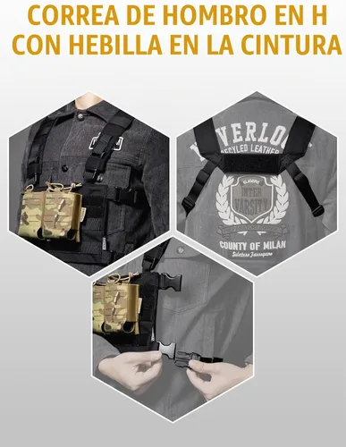 Vista 7 de ONETIGRIS ROC Chest Rig Panel modular táctico con correa de hombro extraíble y correa de cintura