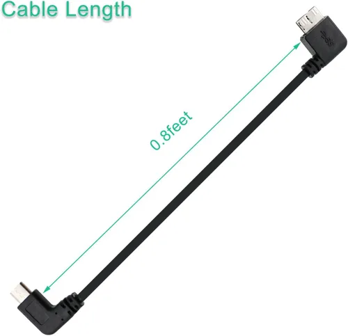 Vista 3 de Cable de disco duro externo para KESU, Toshiba, Seagate, WD, HDD USB C Cable a Micro B, 90 grados, 0.8 pies de corto