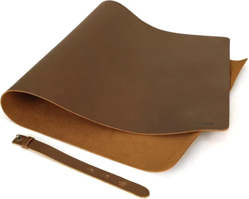 Vista 4 de Polare - Protector de escritorio de cuero de grano completo de 0.079 in de grosor, 31.5 x 15.7 pulgadas, alfombrillas de escritorio para teclado