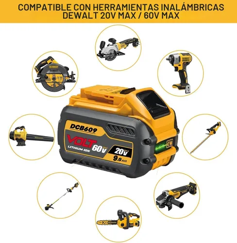Vista 6 de 60V MAX 9000mAh Reemplazo para batería Dewalt de 60 voltios DCB606 DCB609 DCB612 DCB615 Compatible con herramientas eléctricas originales de 20V/60V